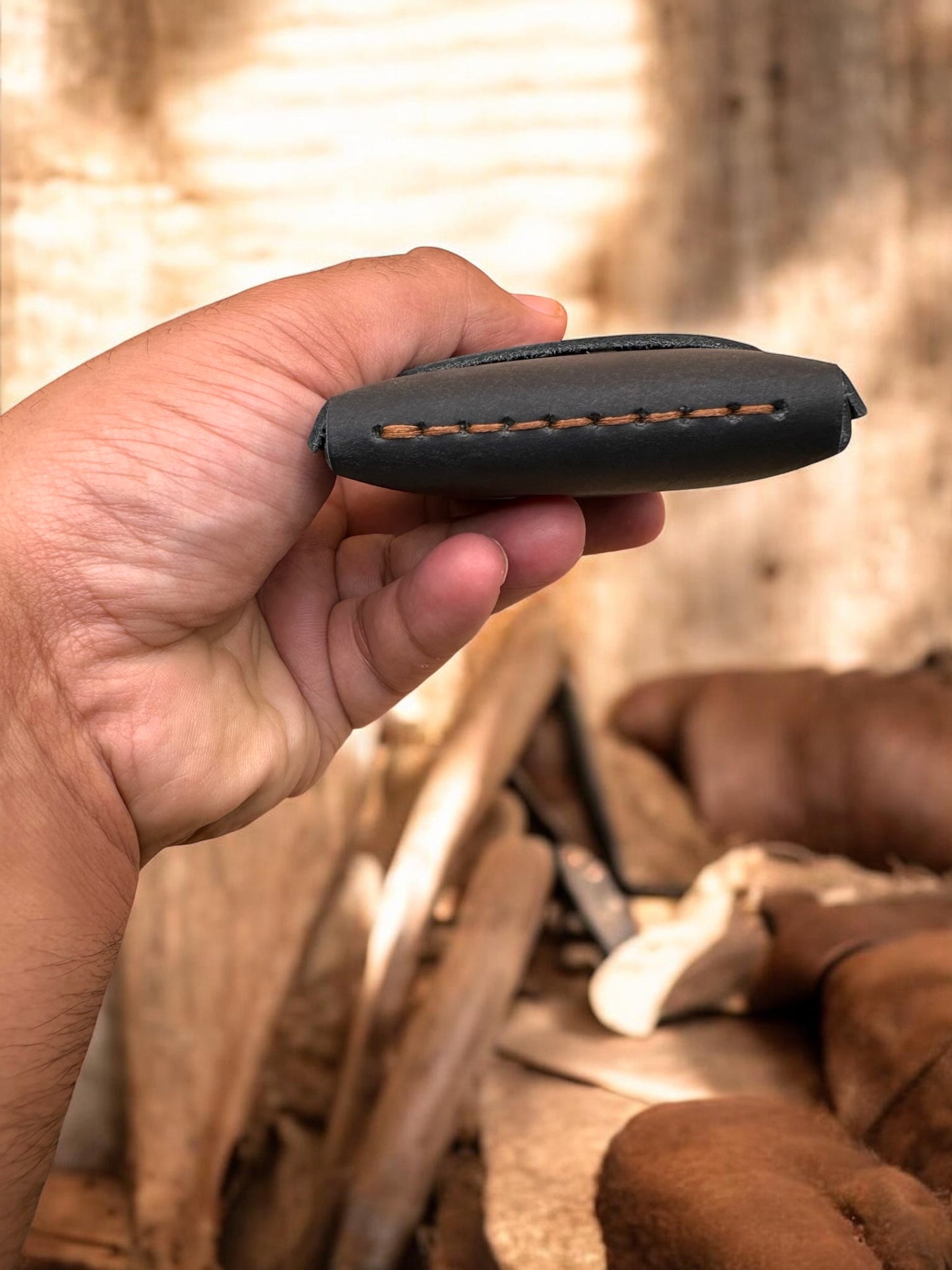 100% Pure Leather Black Shaded Wallet – Handmade Colour Changing to Shiny Finish.                             Article LZ-97